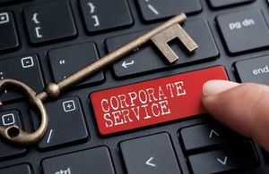 Corporate services key on keyboard
