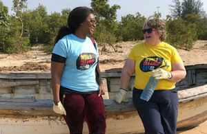 Minister participating in a beach clean in Mozambique