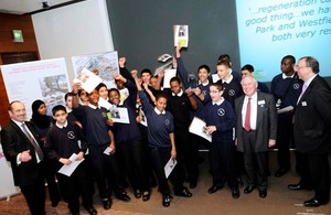 Bob Neill with school children