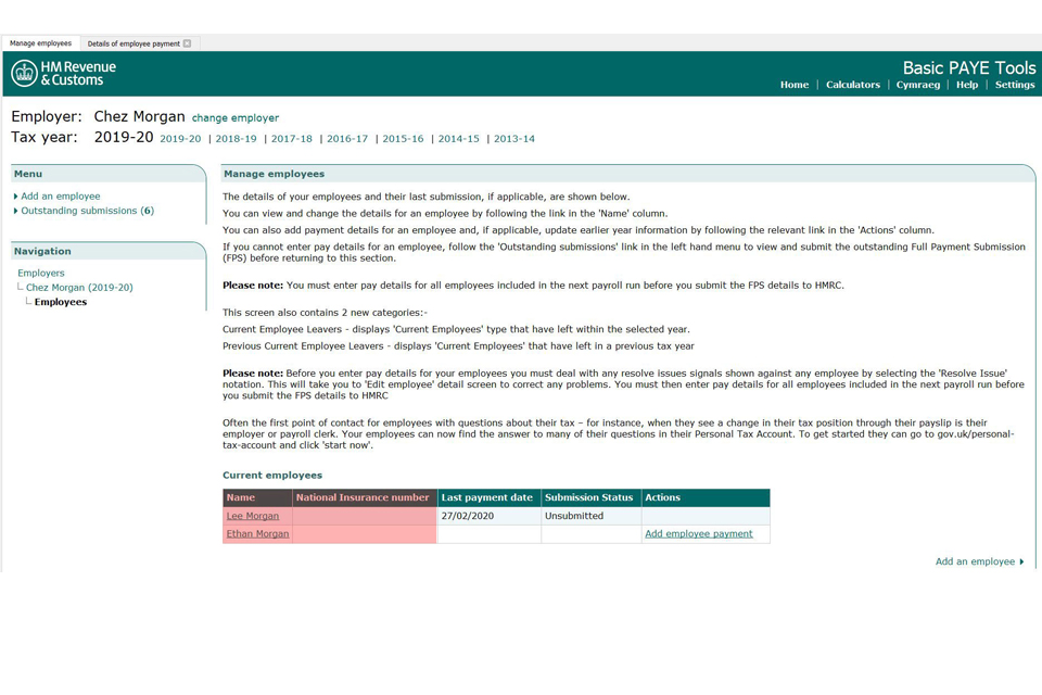 Basic Paye Tools User Guide Gov Uk