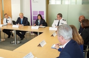 Prime Minister Boris Johnson and Home Secretary Priti Patel at the National Policing Board meeting