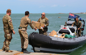 The RFA Mounts Bay crew has so far delivered shelter kits, ration packs and water.