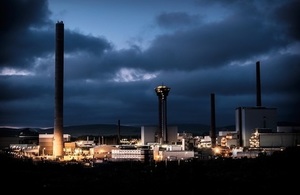 External view of Sellafield site at night