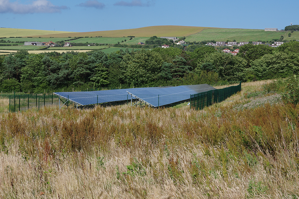 The solar array at the Saltburn mine water treatment scheme.