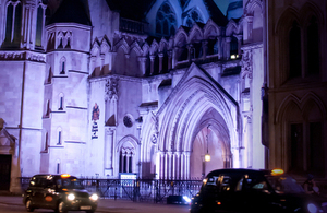 The Royal Courts of Justice at night