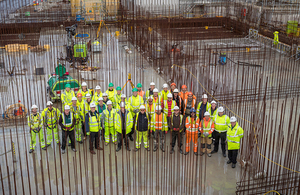 The team and members of senior management are pictured before work begins on the final concrete pour