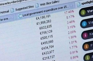 Computer screen showing local government spending