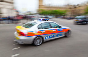 Police car in motion