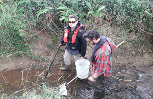 Project staff carrying out electro-fishing
