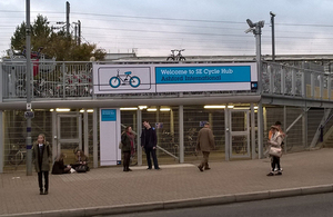 Secure cycle parking at Ashford International rail terminal