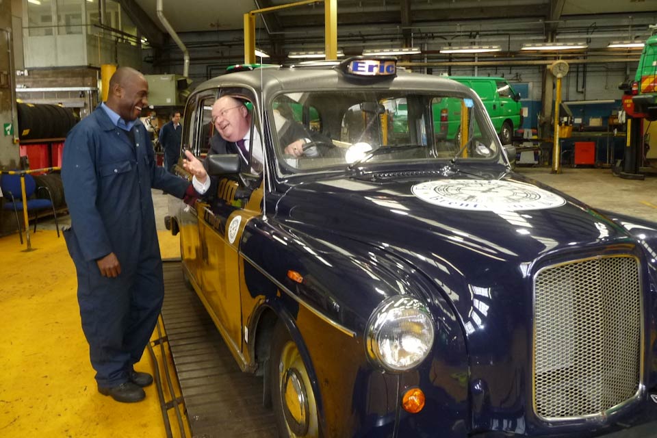 Eric Pickles in a taxi