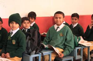 Humza Iqbal, with his classmates at Shadab Public High School, Lahore. Picture: Victoria Francis/ DFID