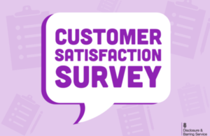 Purple Speech Bubble that reads 'Customer Satisfaction Survey'