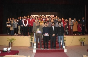 Winner, runner up, participants and judges at the Great Debate held in Government College University (GC University) Lahore