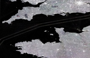 Satellite image of the English Channel.