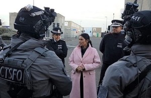 Priti Patel talks to counter-terrorism officers