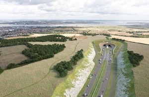 Image of the southern entrance to the Lower Thames Crossing, in Kent.