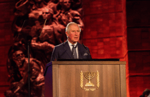 HRH The Prince of Wales giving a speech at Yad Vashem in Jerusalem. Photo credit: Ben Kelmer