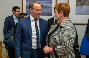 Foreign Secretary Dominic Raab and his Australian counterpart Marise Payne