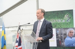 Foreign Secretary Dominic Raab speaking at the AstraZeneca event in Sydney.