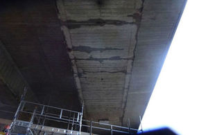 Water damage underneath Clifton Bridge on the A52