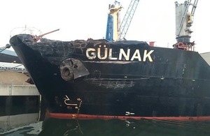 Damage to port bow of Gülnak