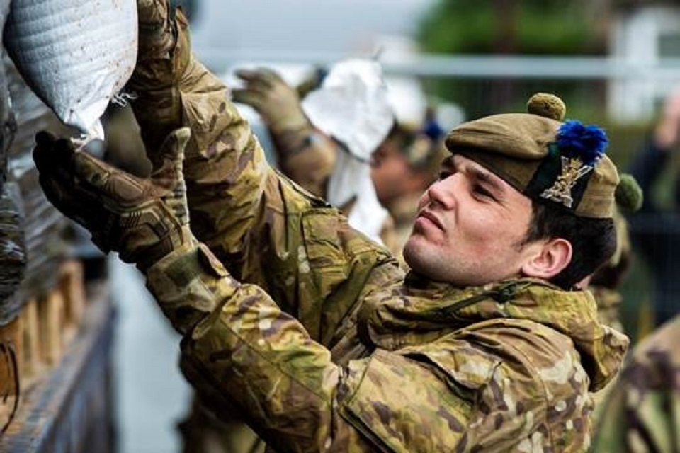 Army personnel aiding the Environment Agency in Ilkley and Calderdale