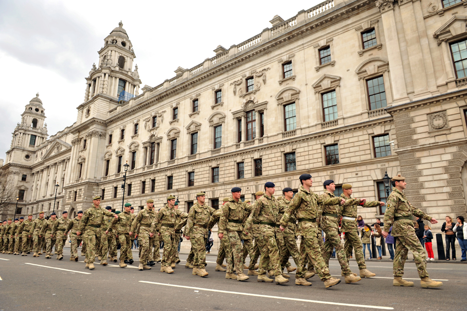 Troops from 4th Mechanized Brigade march through London