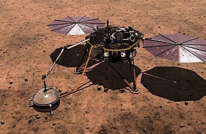 An artist's impression on InSight on Mars