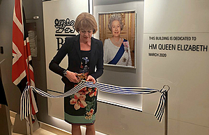Minister Wendy Morton cutting the ribbon for the new hospital