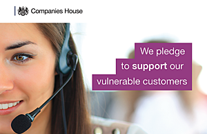 A person wearing headphones with words saying 'We pledge to support our vulnerable customers'