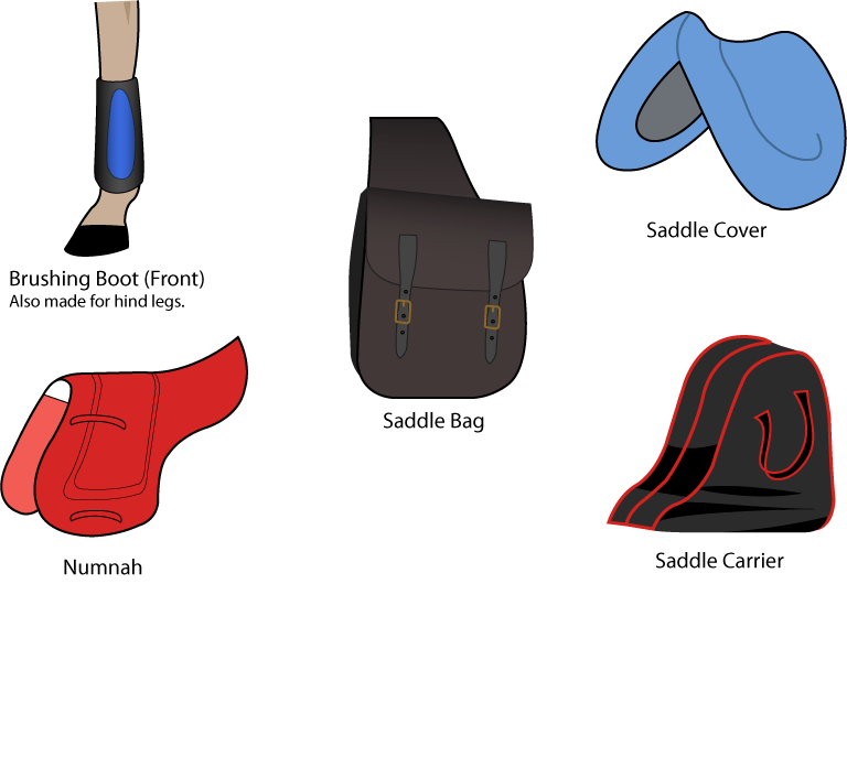 Equipment for horses: saddle bag, cover and carrier