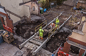 During works to construct the reinforced concrete cap.