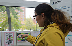 Image showing person pointing at one of the childrens posters