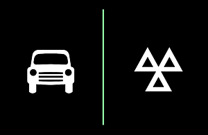 Illustration of a car and MOT triangle symbol.