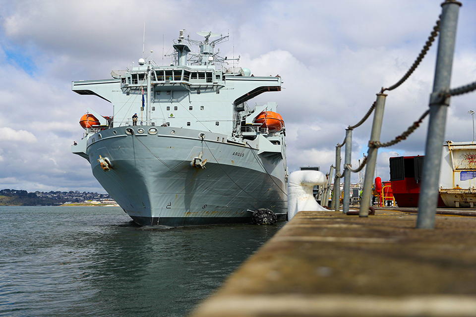 A ship at anchor in a port