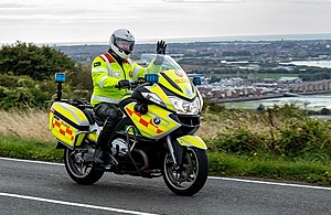 Jon Wood, who works at Winfrith Site, volunteers for the Blood Bikes scheme