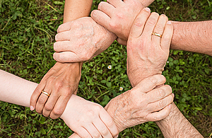 Holding hands in circle