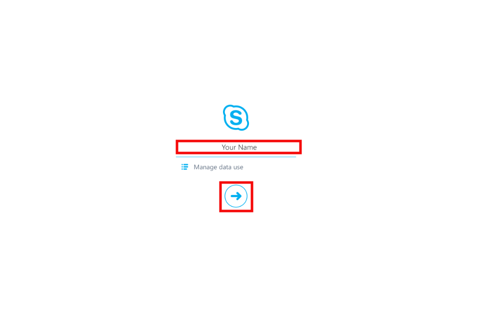 image shows the video call joining screen with name highlighted in red and the access arrow