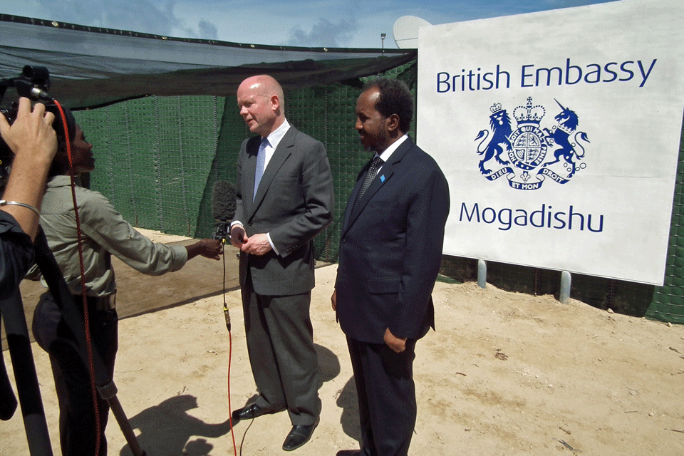 The Foreign Secretary and the President of Somalia opening the British Embassy in Somalia