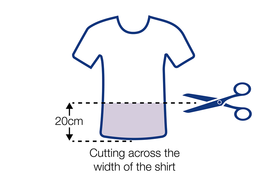 Cutting a strip from t-shirt