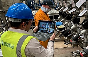 Sellafield Ltd employees using Microsoft Teams to inspect stainless steel.