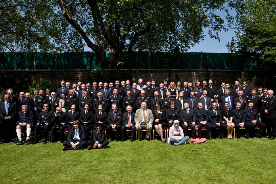 Firefighters reception in Downing Street garden