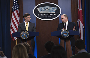 The Defence Secretary and US Secretary of Defense Dr. Mark T. Esper earlier in the year at the Pentagon