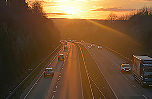 Sunset on a motorway
