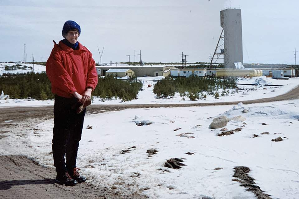 Dr Cherry Tweed on a technical visit to Cigar Lake, Saskatchewan, May 1991