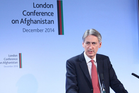 UK Foreign Secretary Philip Hammond gives a welcome speech at the London Conference on Afghanistan. Picture: Patrick Tsui/FCO