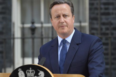 Prime Minister David Cameron giving his statement on Downing Street