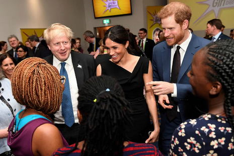 Prince Harry, Ms Meghan Markle and the Foreign Secretary at the Commonwealth Heads of Government Meeting reception about girls' education