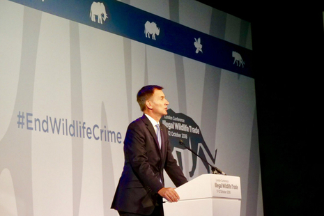 Foreign Secretary Jeremy Hunt speaking at the Illegal Wildlife Trade conference